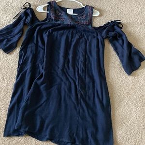 Knox Rose Navy Cold Shoulder Long Sleeve Dress Med